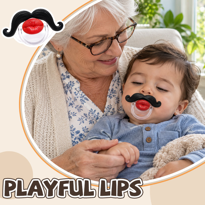 👶💋 Napp med röda läppar och mustasch