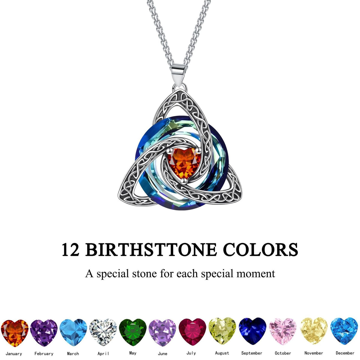 ✨ Födelsestenskycke med keltisk triquetra – en meningsfull symbol för kärlek och samhörighet ❤️