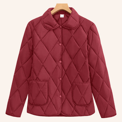 🧥 Kort damjacka med diamantmönster