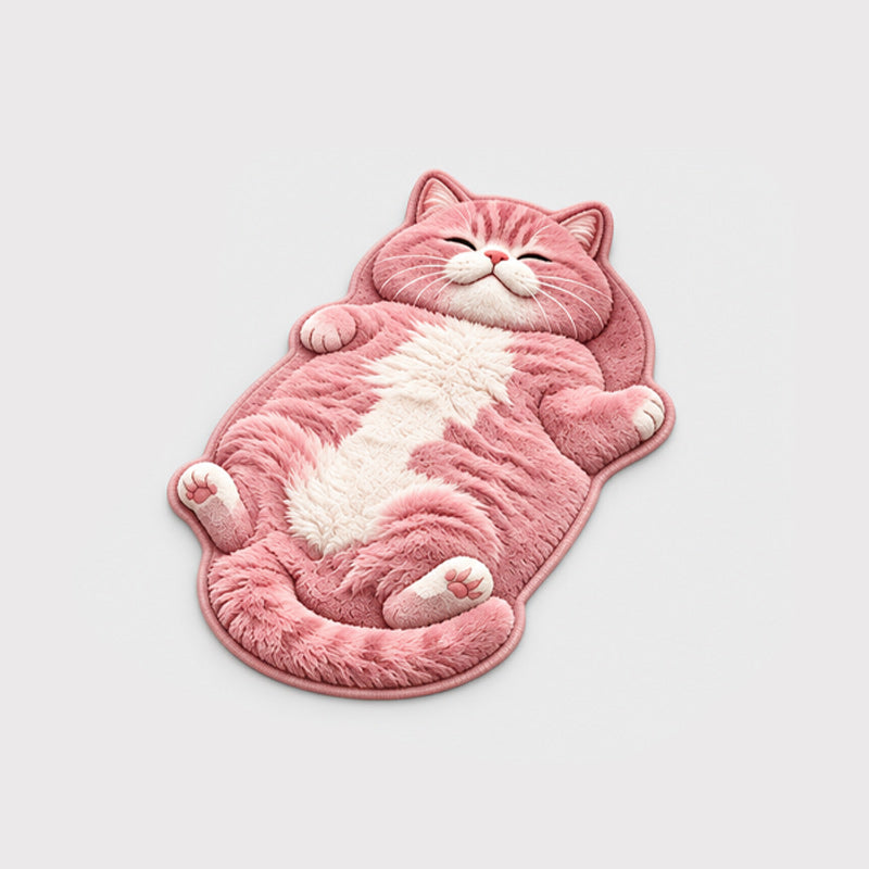 🐱 Söt kattformad matta – tjock och randig 🤎