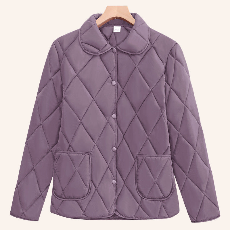 🧥 Kort damjacka med diamantmönster