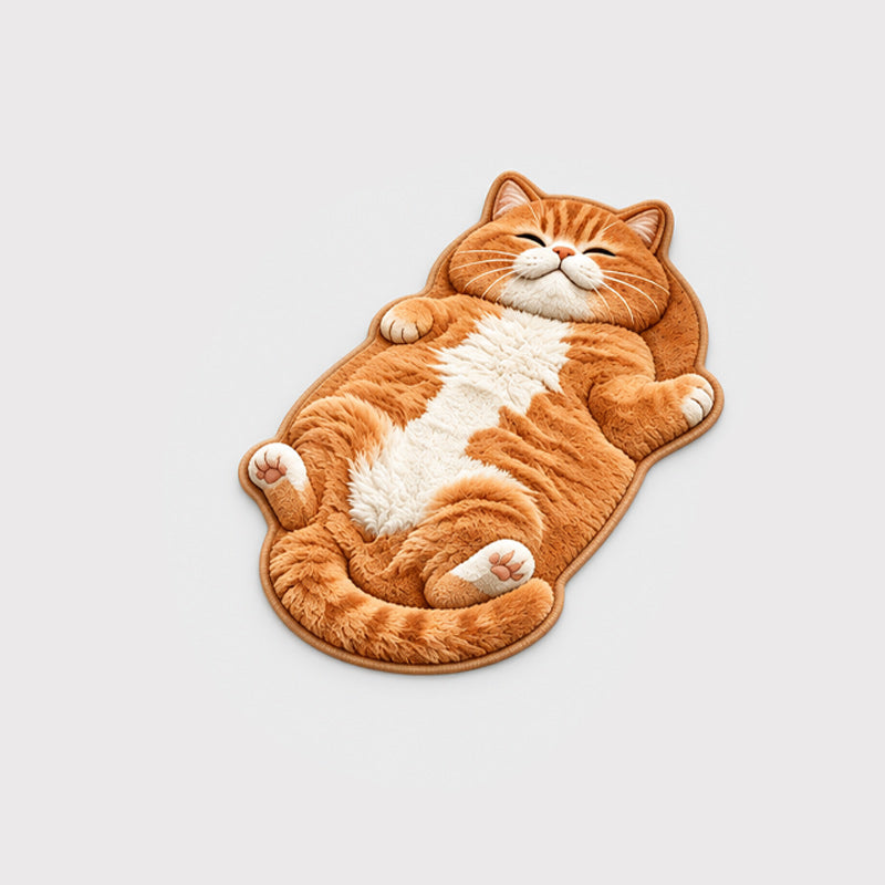 🐱 Söt kattformad matta – tjock och randig 🤎