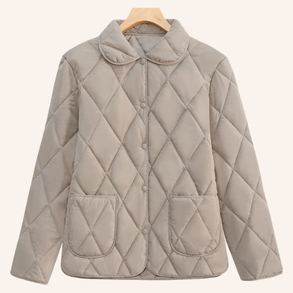 🧥 Kort damjacka med diamantmönster