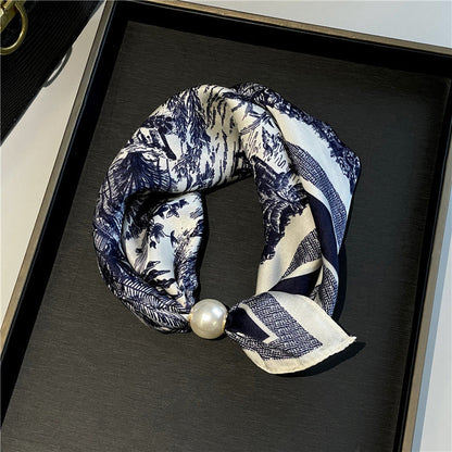 🧣 Halsband med magnetlås och mönstrad scarf: Elegant 2-i-1-scarf med tryck! ✨