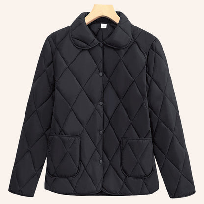 🧥 Kort damjacka med diamantmönster