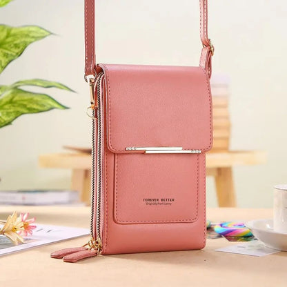 👜📱Enkel och elegant crossbody-plånbok för damer med plats för mobiltelefon och pekskärm