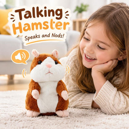 🐹 Pratsam hamsterknuffel – upprepar det du säger (15 cm) – 3 färger + julutgåva ✨🎄