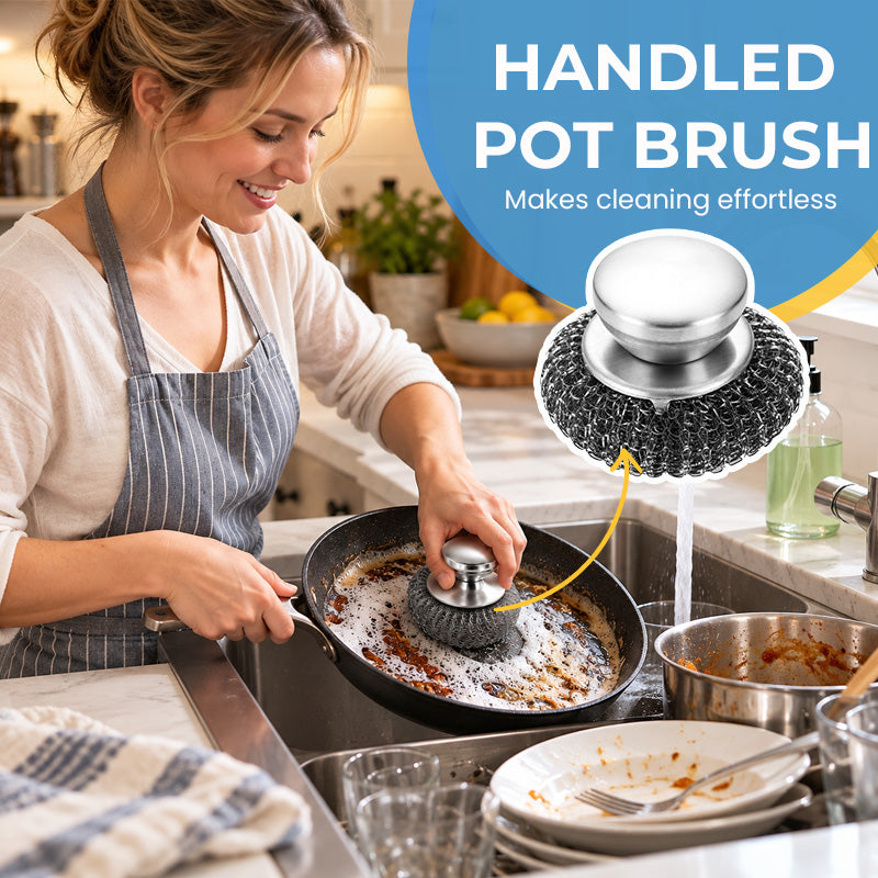 🧽🍳 Grytskurborste med handtag – stålborste för tuffa köksfläckar