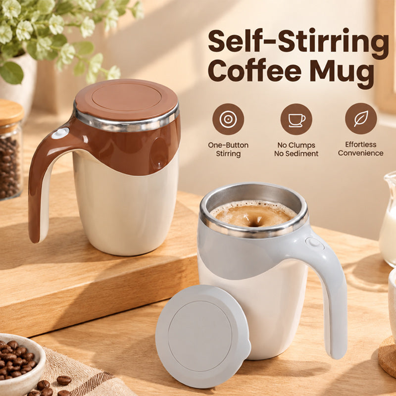 ☕ Automatisk självomrörande kaffemugg med lock – portabel magnetisk mixmugg