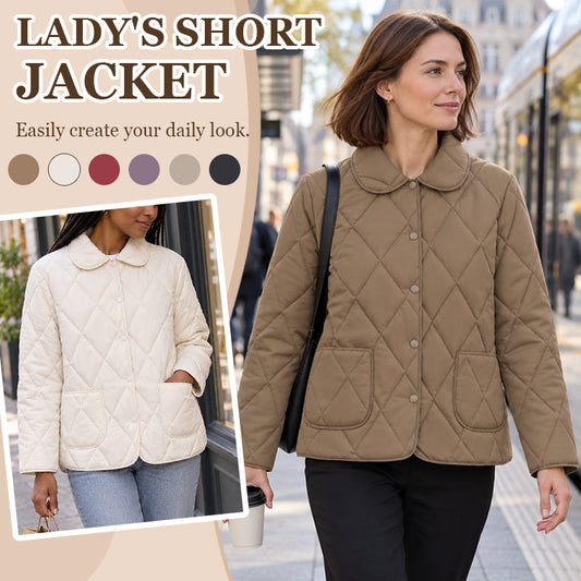 🧥 Kort damjacka med diamantmönster