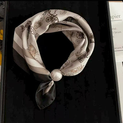 🧣 Halsband med magnetlås och mönstrad scarf: Elegant 2-i-1-scarf med tryck! ✨
