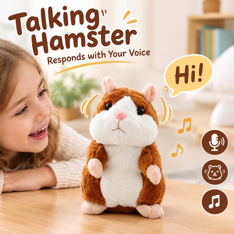 🐹 Pratsam hamsterknuffel – upprepar det du säger (15 cm) – 3 färger + julutgåva ✨🎄