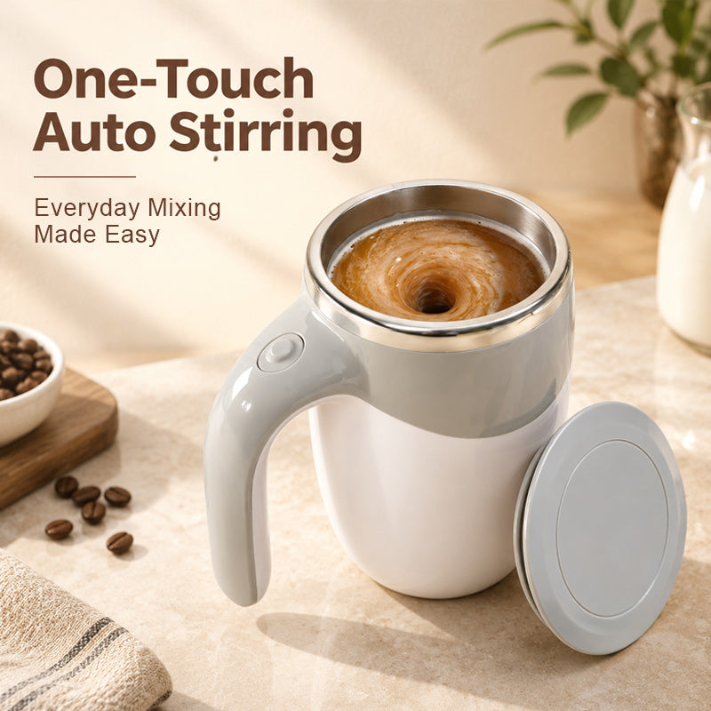 ☕ Automatisk självomrörande kaffemugg med lock – portabel magnetisk mixmugg