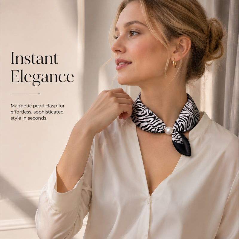 🧣 Halsband med magnetlås och mönstrad scarf: Elegant 2-i-1-scarf med tryck! ✨