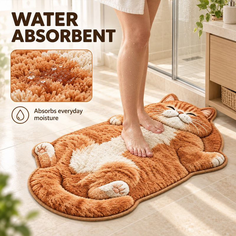 🐱 Söt kattformad matta – tjock och randig 🤎