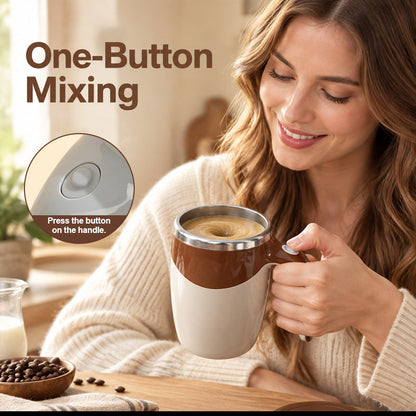 ☕ Automatisk självomrörande kaffemugg med lock – portabel magnetisk mixmugg