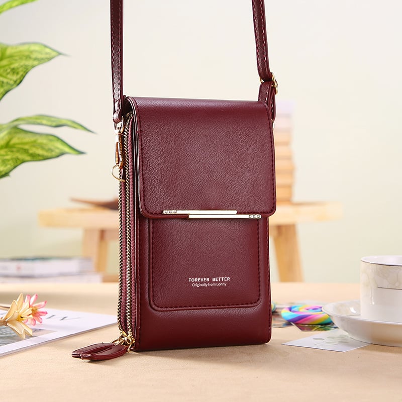 👜📱Enkel och elegant crossbody-plånbok för damer med plats för mobiltelefon och pekskärm