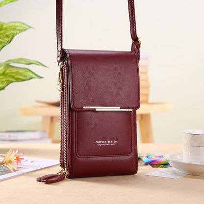 👜📱Enkel och elegant crossbody-plånbok för damer med plats för mobiltelefon och pekskärm