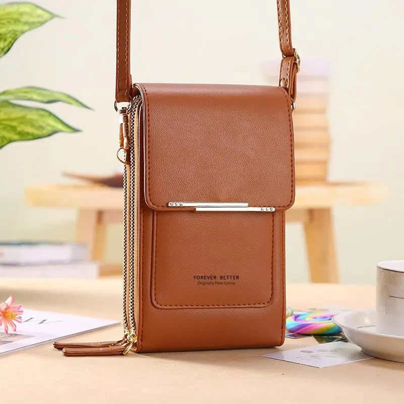 👜📱Enkel och elegant crossbody-plånbok för damer med plats för mobiltelefon och pekskärm
