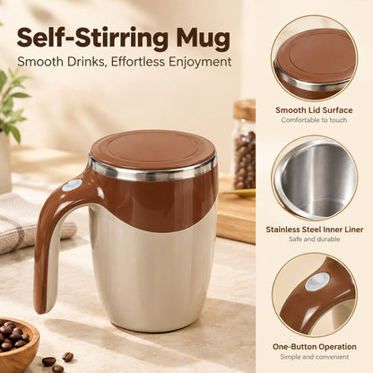 ☕ Automatisk självomrörande kaffemugg med lock – portabel magnetisk mixmugg