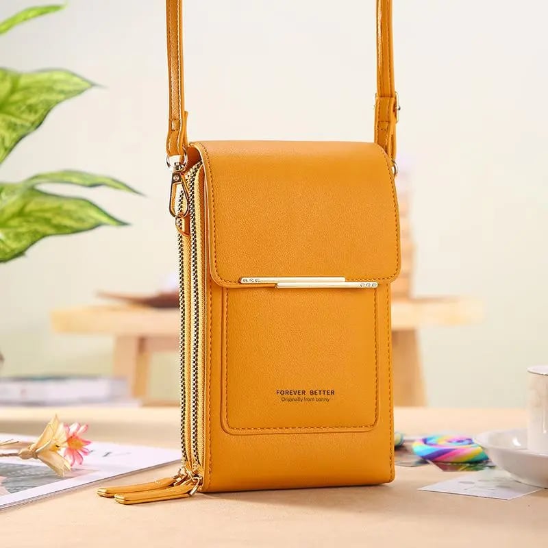 👜📱Enkel och elegant crossbody-plånbok för damer med plats för mobiltelefon och pekskärm