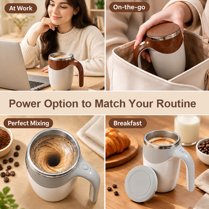 ☕ Automatisk självomrörande kaffemugg med lock – portabel magnetisk mixmugg