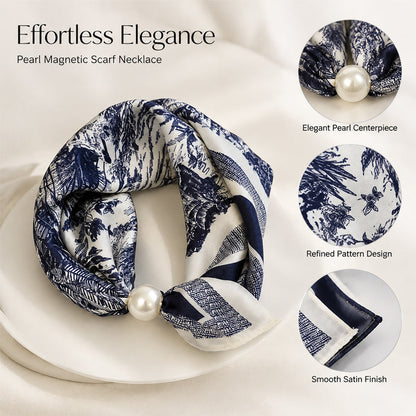 🧣 Halsband med magnetlås och mönstrad scarf: Elegant 2-i-1-scarf med tryck! ✨