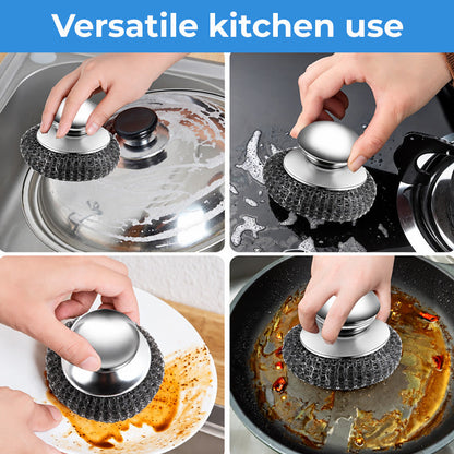 🧽🍳 Grytskurborste med handtag – stålborste för tuffa köksfläckar