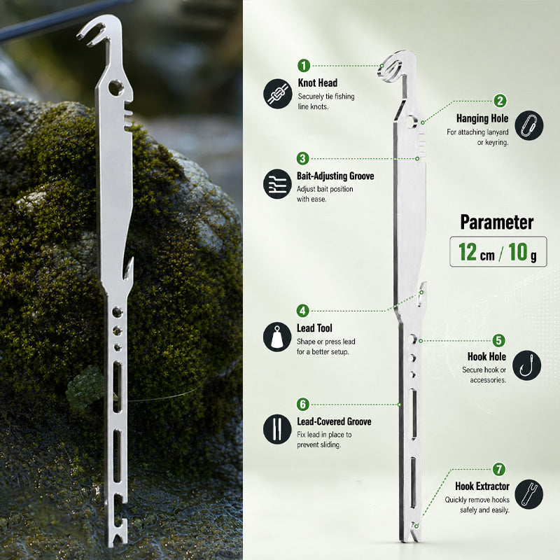 🎣Det ultimata 6-i-1-fiskverktyget! ✨Knyt knutar och ta bort krokar snabbt – 420 rostfritt stål! ⚡