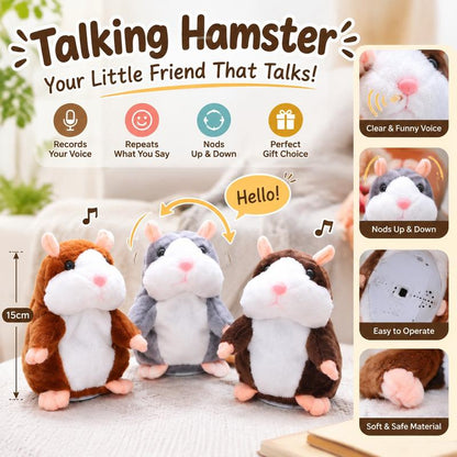 🐹 Pratsam hamsterknuffel – upprepar det du säger (15 cm) – 3 färger + julutgåva ✨🎄