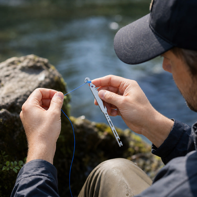 🎣Det ultimata 6-i-1-fiskverktyget! ✨Knyt knutar och ta bort krokar snabbt – 420 rostfritt stål! ⚡