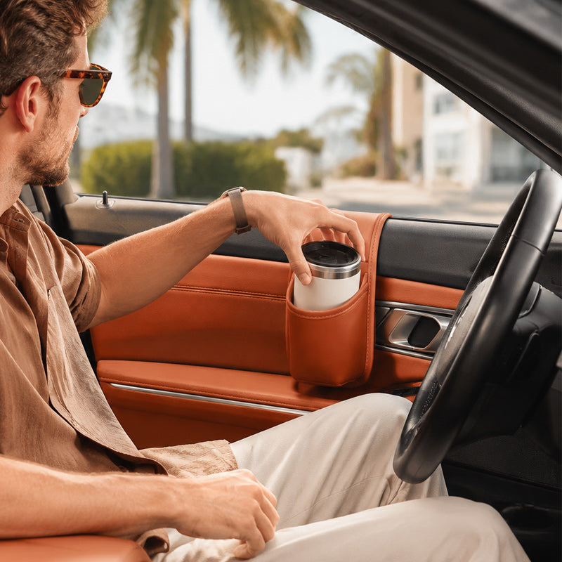🚗 Multifunktionell förvaringsficka för bildörren: Kopphållare och mobilhållare för bilens interiör! ✨