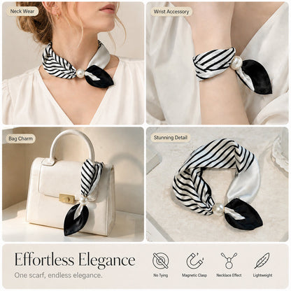 🧣 Halsband med magnetlås och mönstrad scarf: Elegant 2-i-1-scarf med tryck! ✨