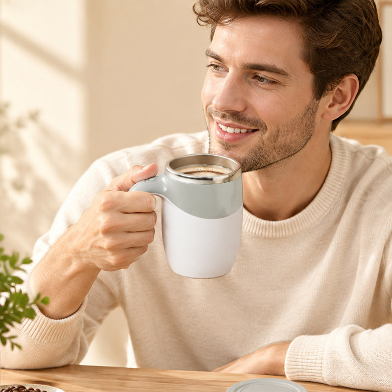 ☕ Automatisk självomrörande kaffemugg med lock – portabel magnetisk mixmugg