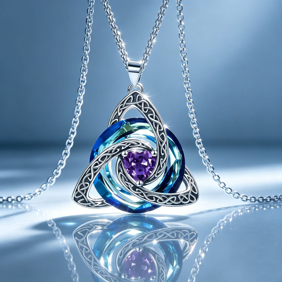 ✨ Födelsestenskycke med keltisk triquetra – en meningsfull symbol för kärlek och samhörighet ❤️
