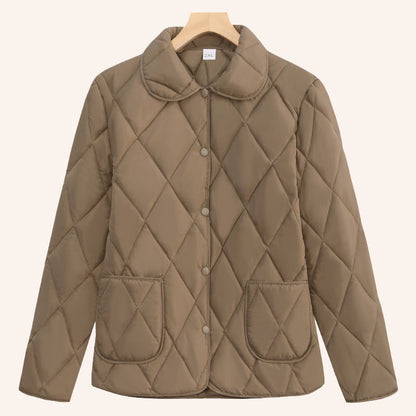 🧥 Kort damjacka med diamantmönster