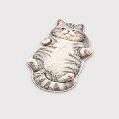 🐱 Söt kattformad matta – tjock och randig 🤎