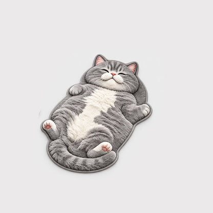 🐱 Söt kattformad matta – tjock och randig 🤎