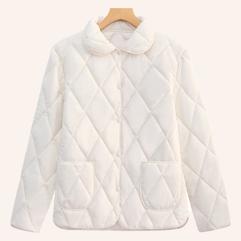 🧥 Kort damjacka med diamantmönster