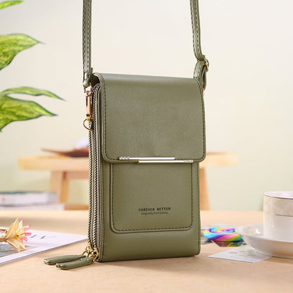 👜📱Enkel och elegant crossbody-plånbok för damer med plats för mobiltelefon och pekskärm