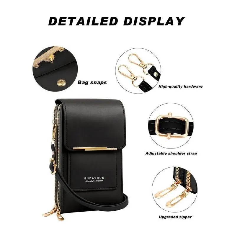 👜📱Enkel och elegant crossbody-plånbok för damer med plats för mobiltelefon och pekskärm