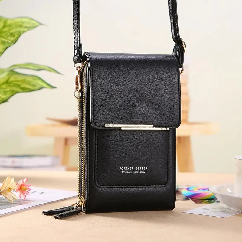 👜📱Enkel och elegant crossbody-plånbok för damer med plats för mobiltelefon och pekskärm