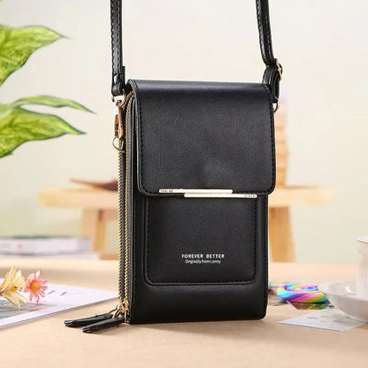 👜📱Enkel och elegant crossbody-plånbok för damer med plats för mobiltelefon och pekskärm