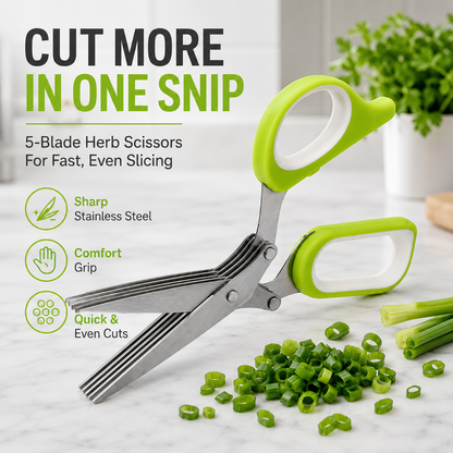 🌿 Örtsax med 5 blad i rostfritt stål och skyddshölje ✂️😊
