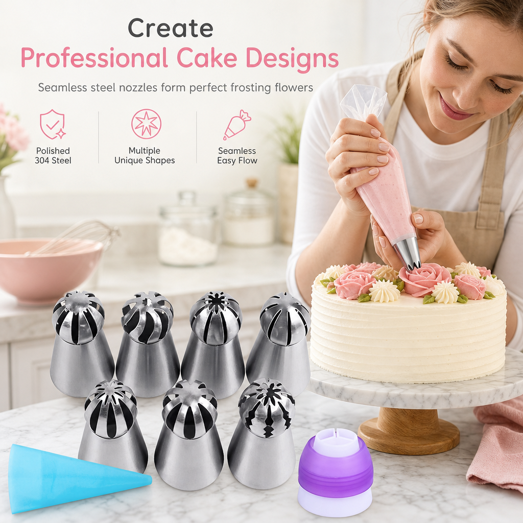 🎂🧁 Spritsmunnstycken i olika former för tårtdekoration