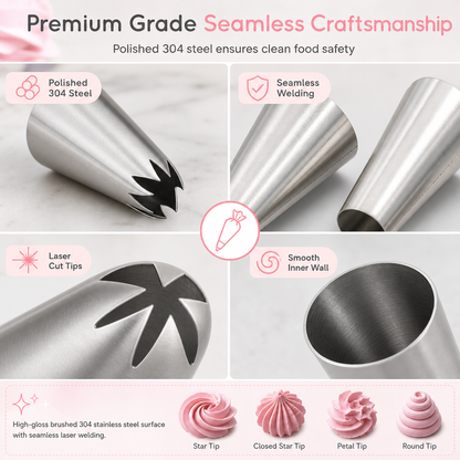 🎂🧁 Spritsmunnstycken i olika former för tårtdekoration